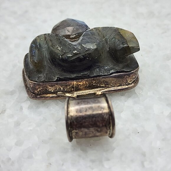 Carved Labradorite Snake Pendant 925 Sterling - Picture 6 of 8